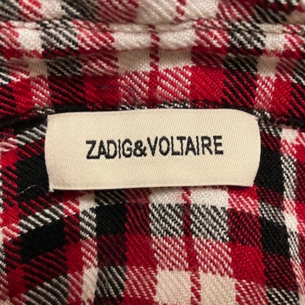 Zadig & Voltaire Tamara Car Rouge Plaid Stars Shirt Oversized Small to Large